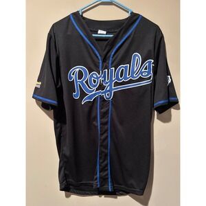 Kansas City Royals Black Baseball Jersey Button Up Short Sleeve Men's